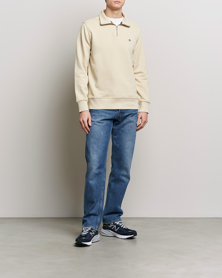 Herre | Trøjer | GANT | Original Shield Half Zip Sweater Silky Beige