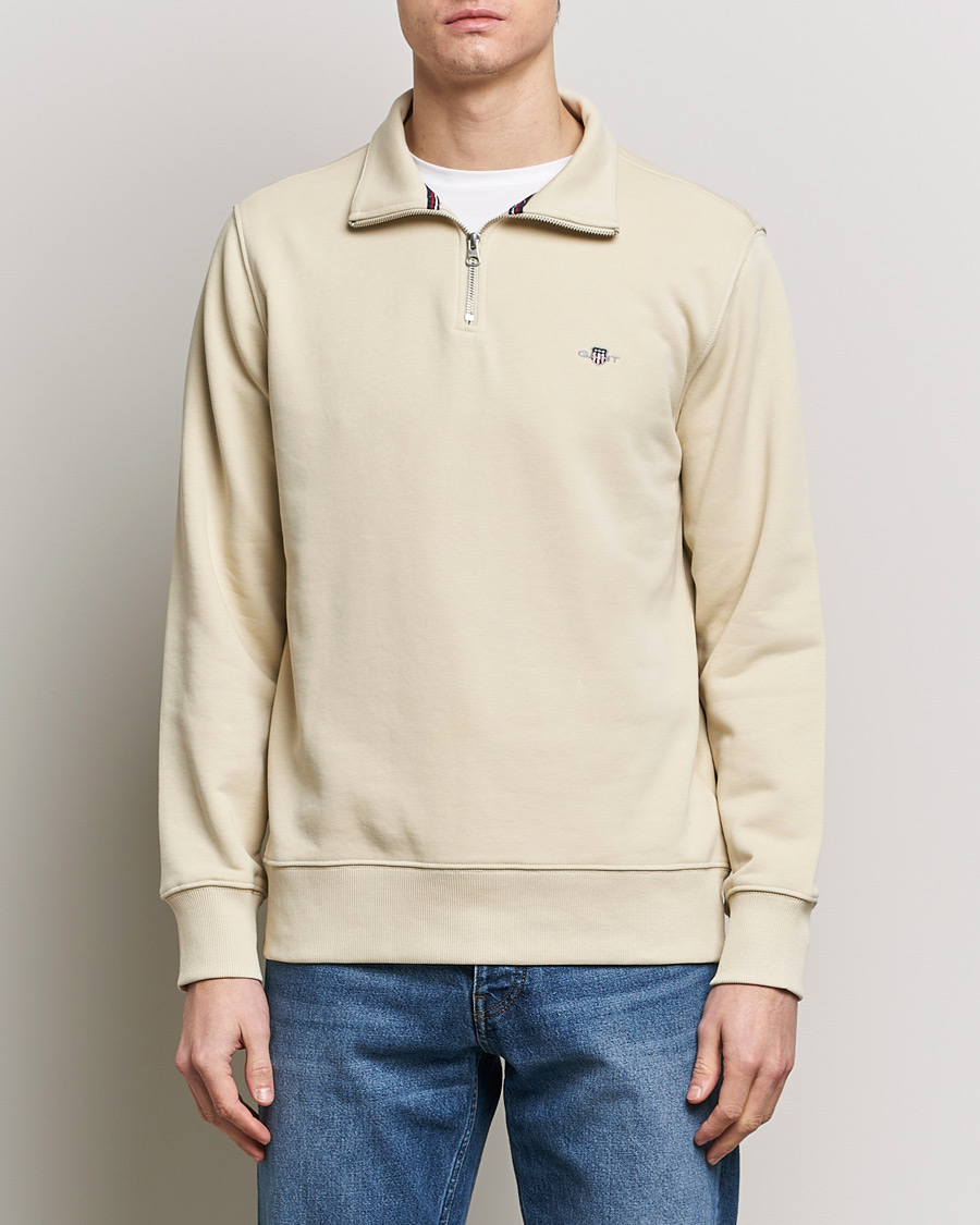 Herre | Half-zip | GANT | Original Shield Half Zip Sweater Silky Beige