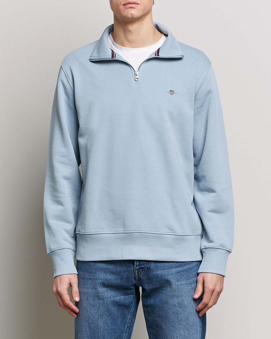 Herre |  | GANT | Original Shield Half Zip Sweater Dove Blue