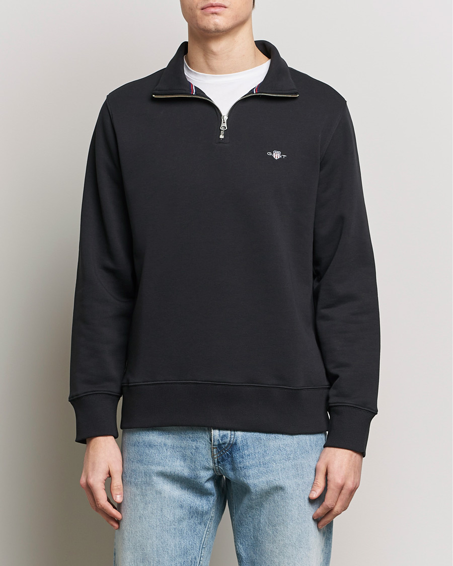 Herre | Trøjer | GANT | Original Shield Half Zip Sweater Black