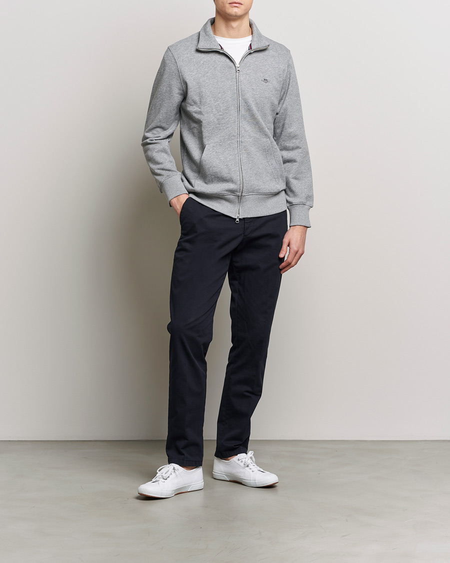 Herre | Trøjer | GANT | Original Full Zip Grey Melange