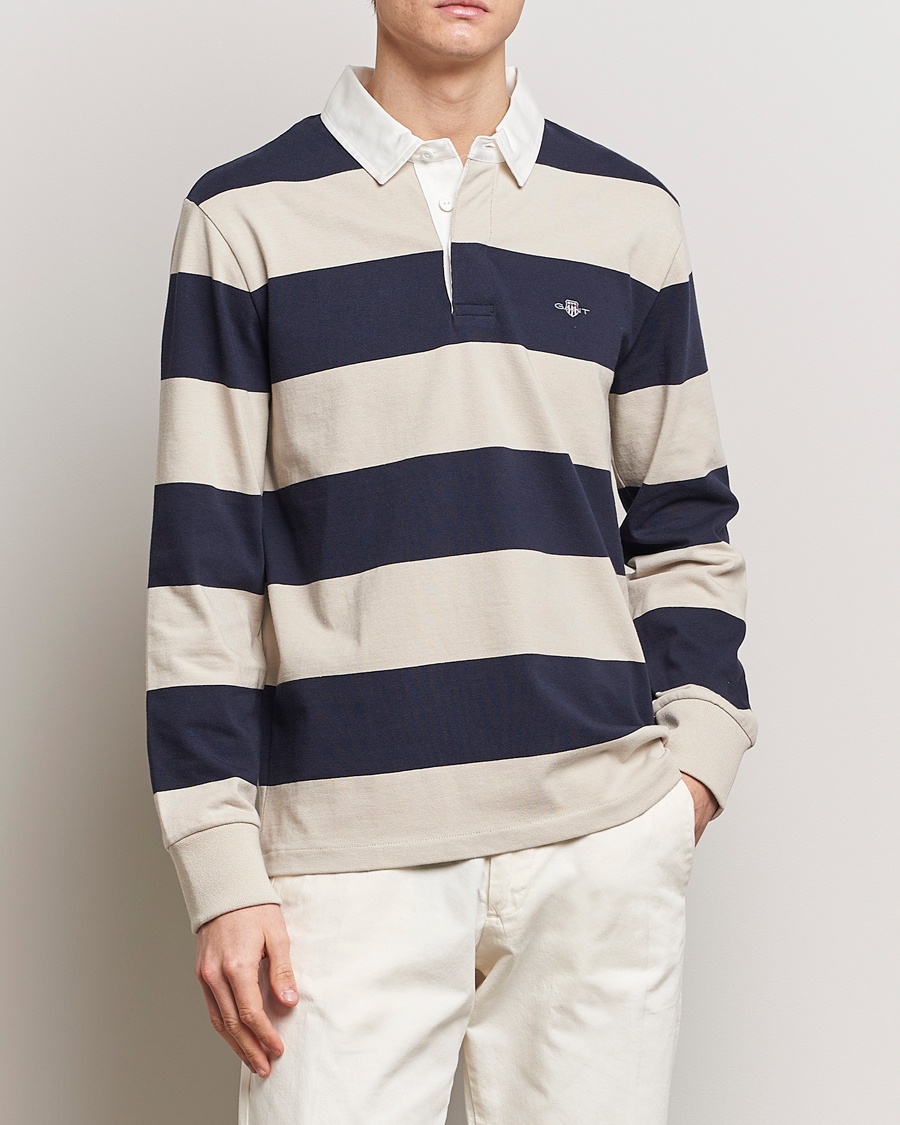 Herre | Tøj | GANT | Barstriped Rugger Silky Beige/Navy