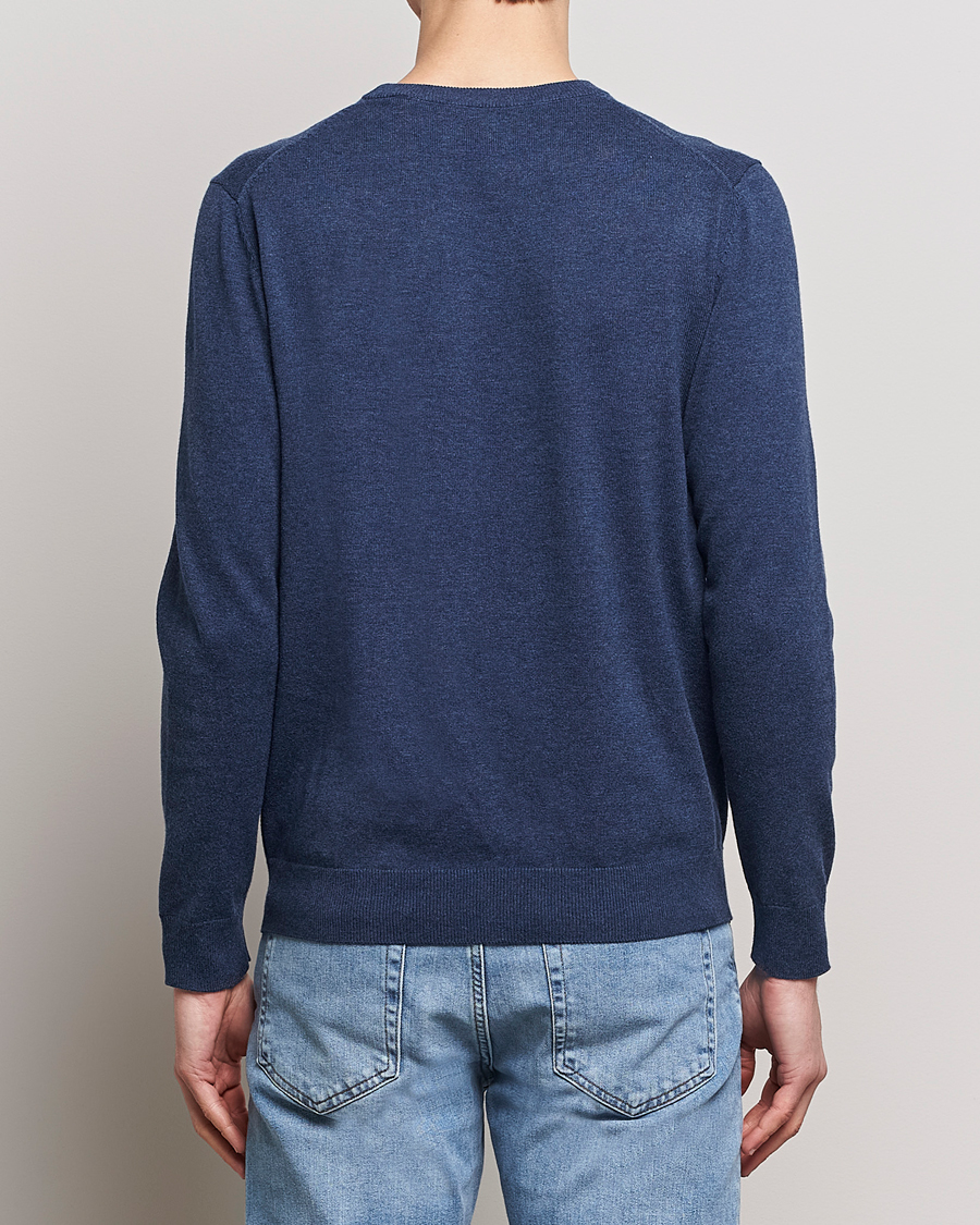 Herre | Trøjer | GANT | Classic Cotton Crew Neck Dark Jeans Blue Melange