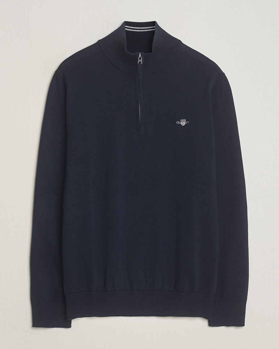 Herre | Trøjer | GANT | Classic Cotton Half Zip Evening Blue