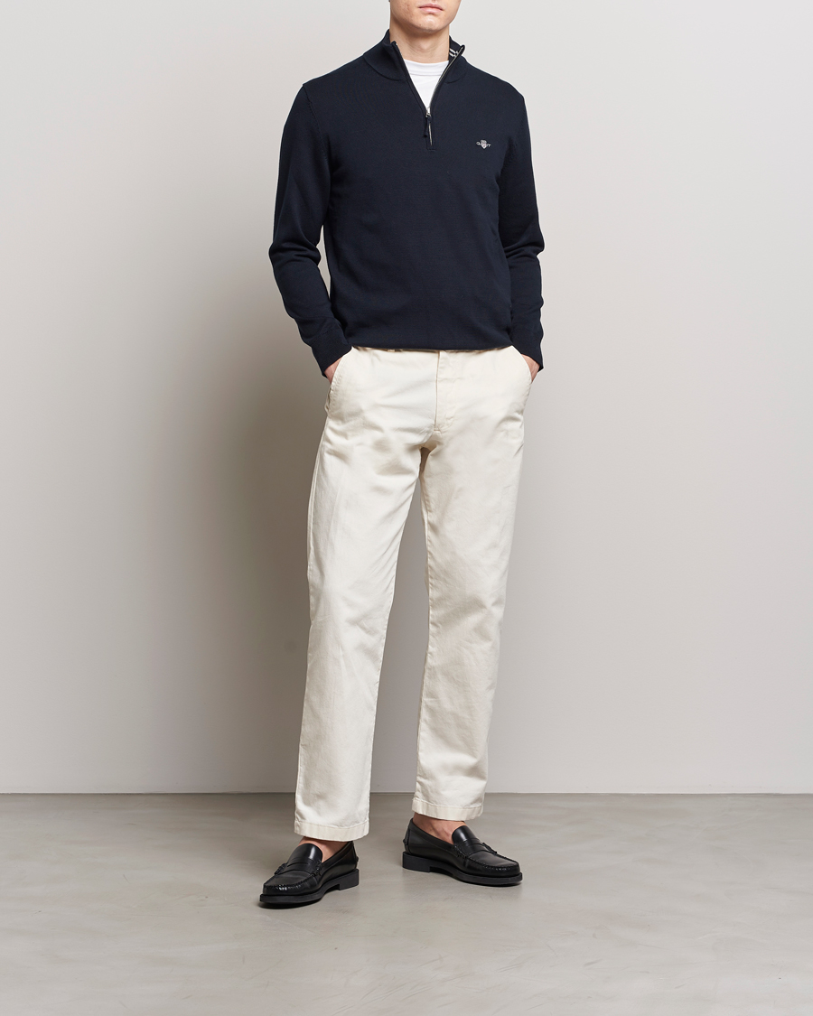 Herre | Trøjer | GANT | Classic Cotton Half Zip Evening Blue