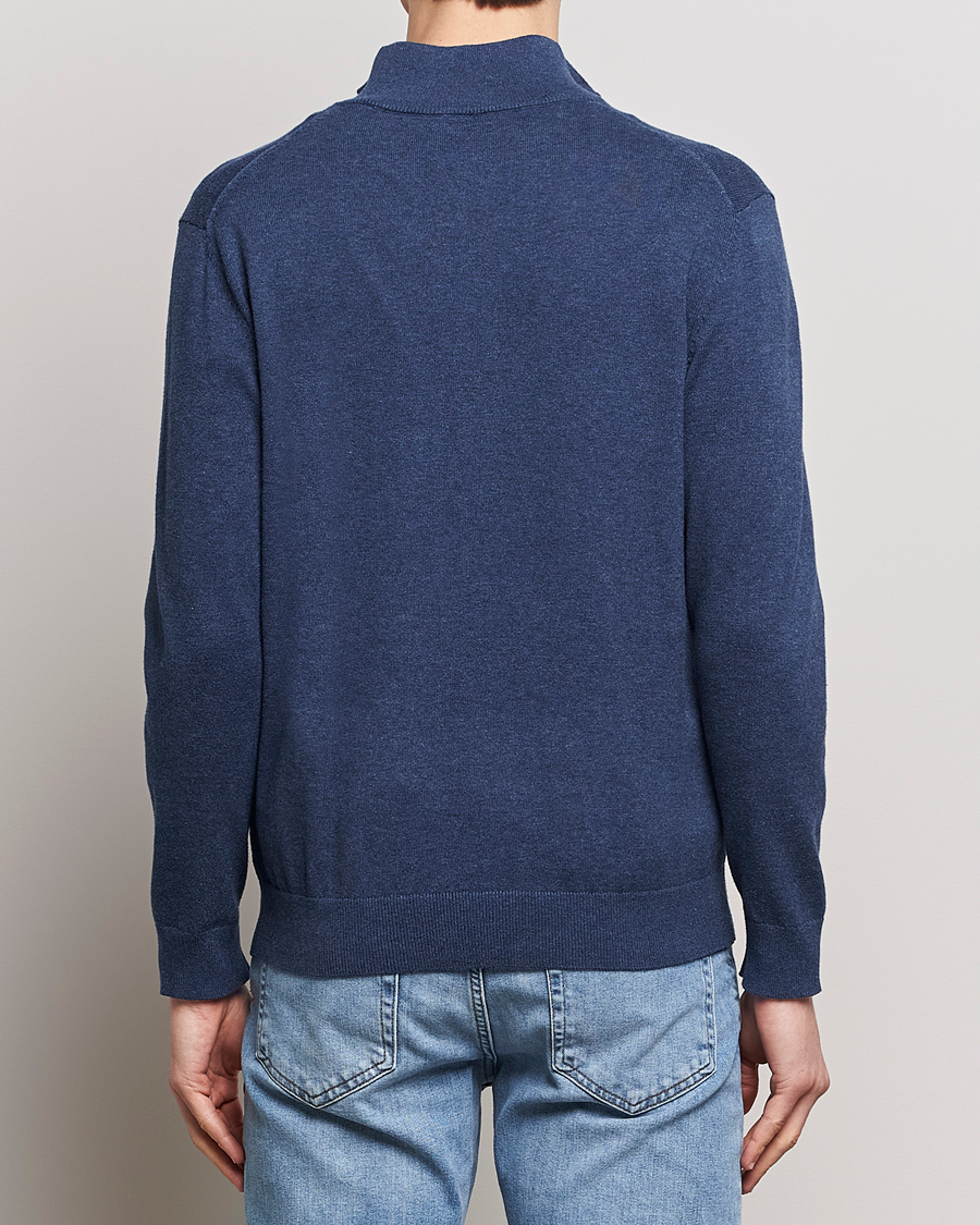 Herre | Trøjer | GANT | Classic Cotton Half Zip Dark Jeans Blue Melange