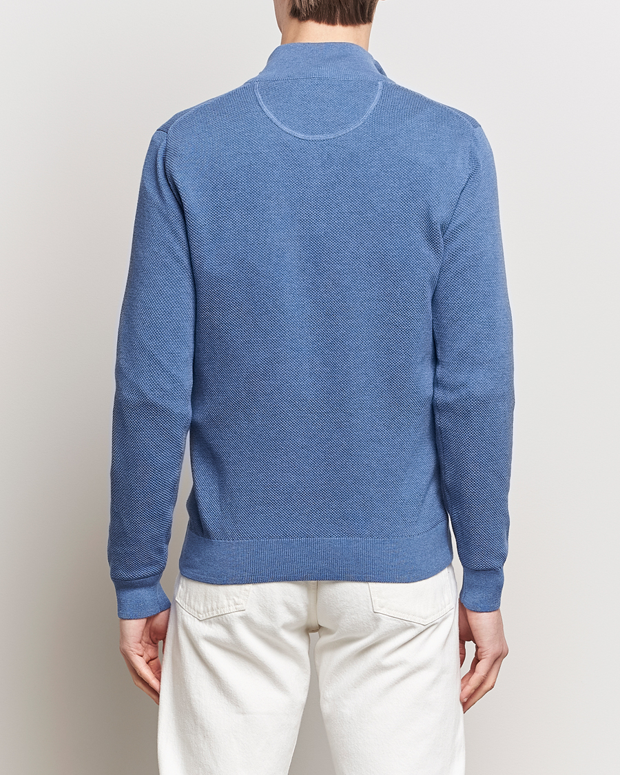 Herre | Trøjer | GANT | Cotton Pique Half-Zip Sweater Denim Blue Melange