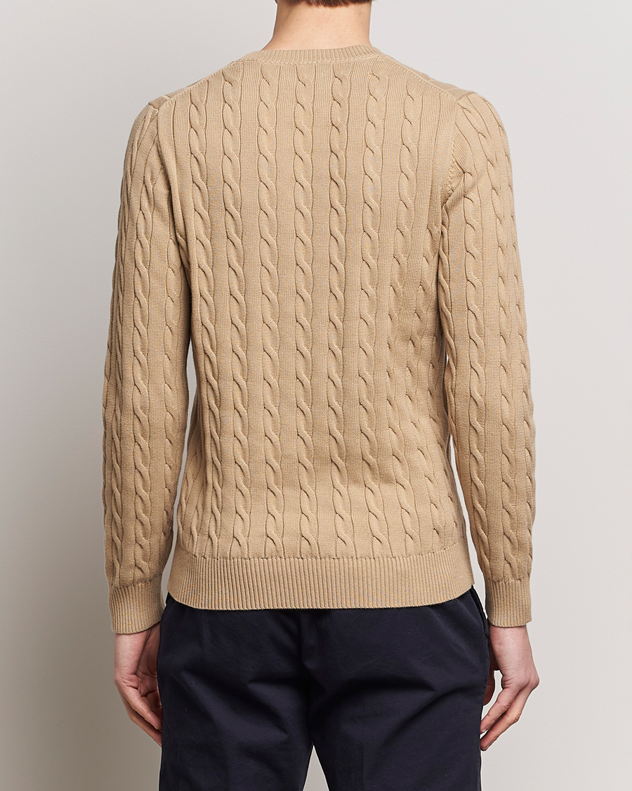 Herre | Trøjer | GANT | Cotton Cable Crew Neck Pullover Dark Khaki