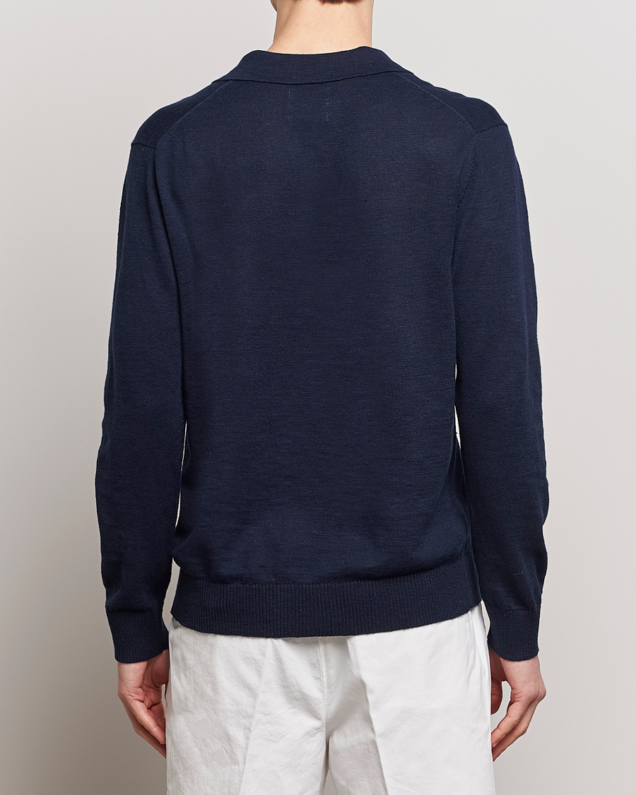 Herre | Trøjer | GANT | Cotton/Linen Knitted Polo Evening Blue