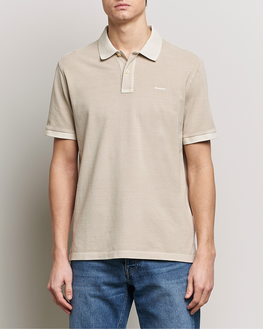 Herre | Kortærmede polotrøjer | GANT | Sunbleached Polo Silky Beige