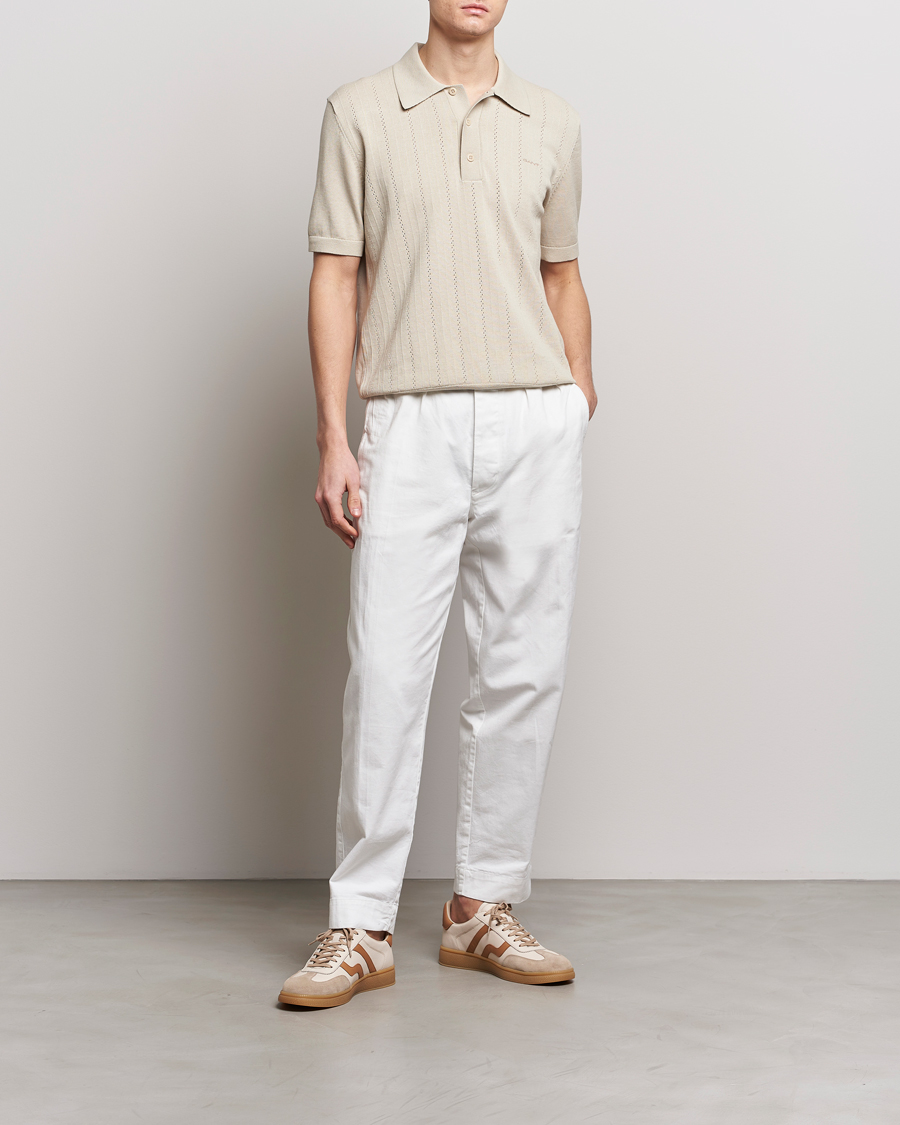 Herre | Polotrøjer | GANT | Pointelle Structured Knitted Polo Silky Beige