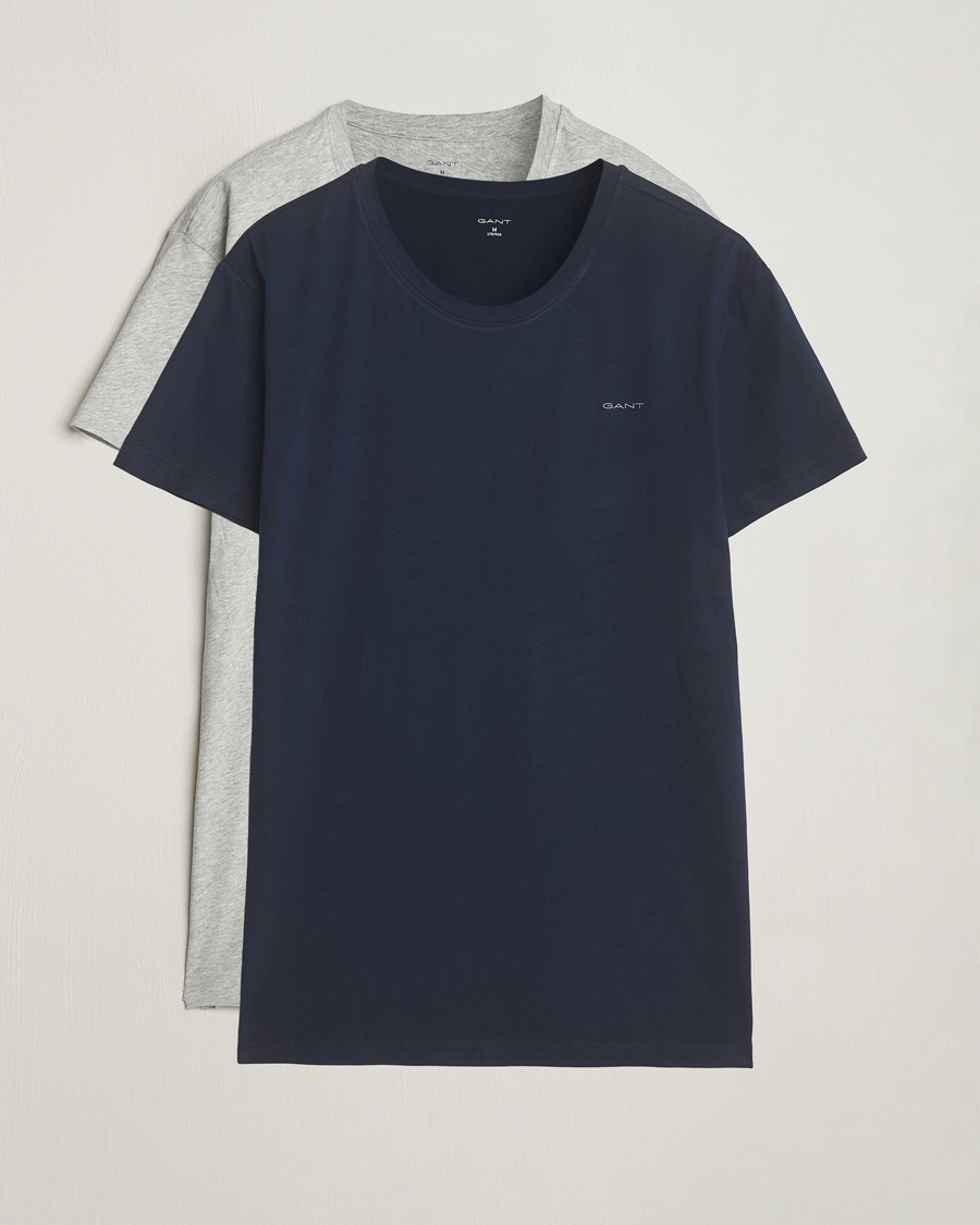 Herre |  | GANT | 2-Pack Crew Neck T-Shirt Light Grey/Navy