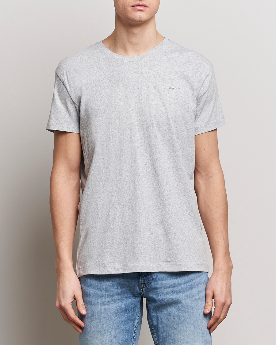 Herre | GANT | GANT | 2-Pack Crew Neck T-Shirt Light Grey/Navy