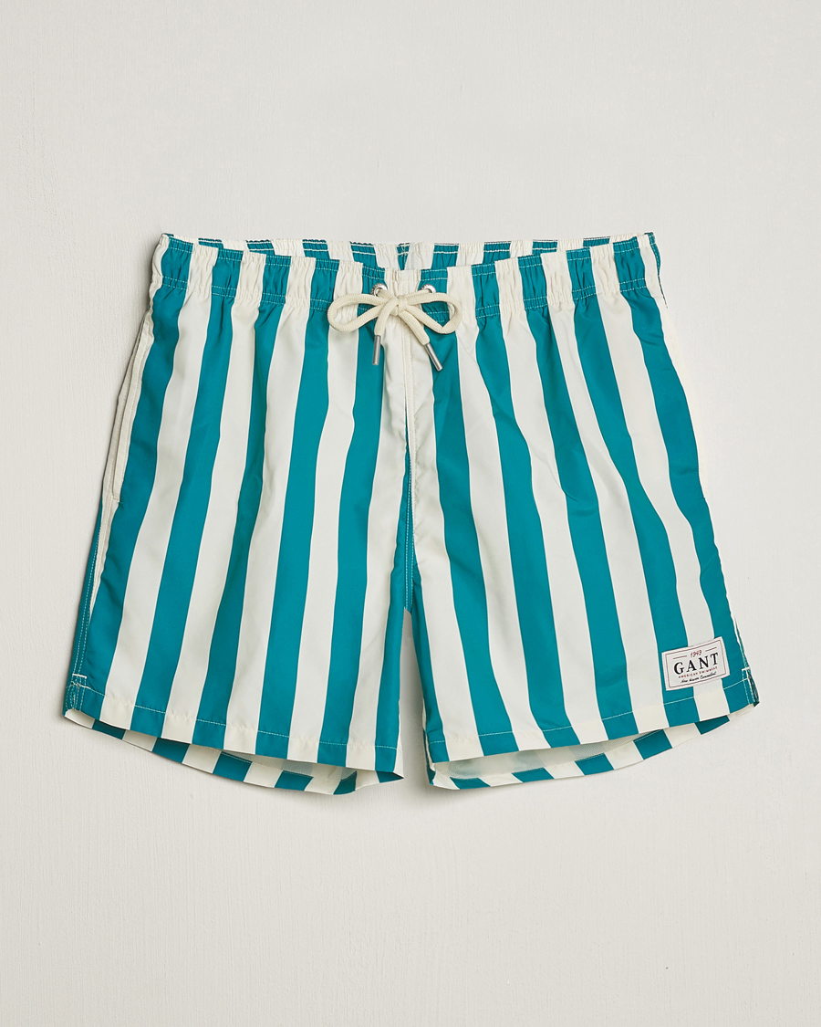 Herre | Badebukser | GANT | Blockstriped Swimshorts Ocean Turquoise