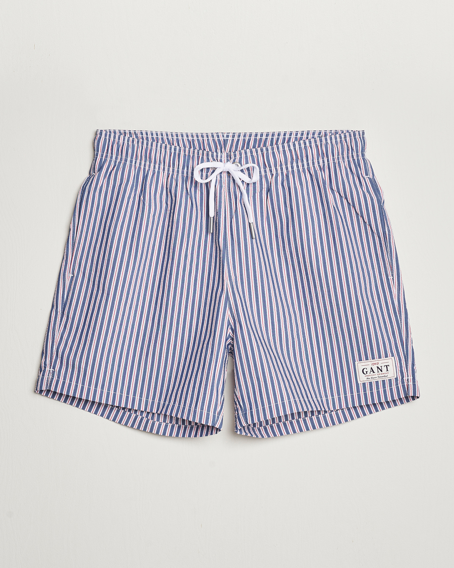 Herre | Badebukser | GANT | Striped Seersucker Swimshorts Deep Blue