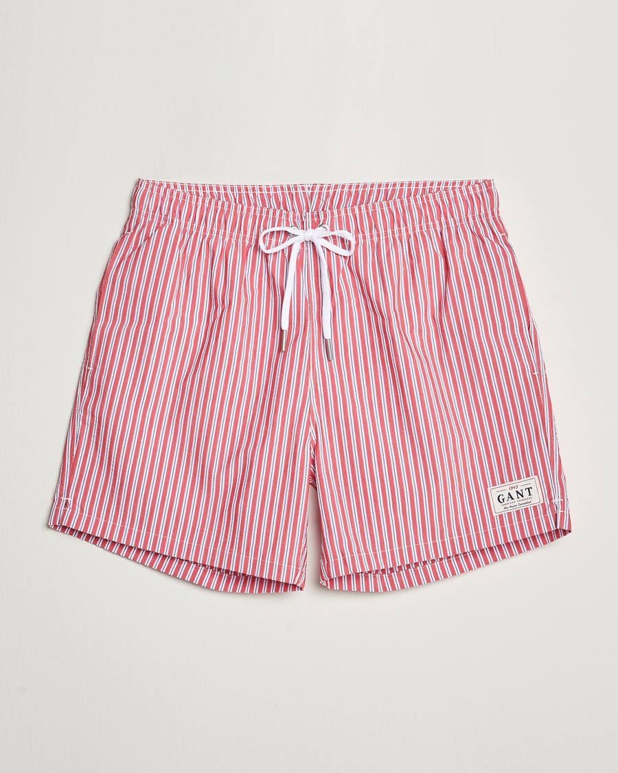 Herre | Badebukser | GANT | Striped Seersucker Swimshorts Bright Red