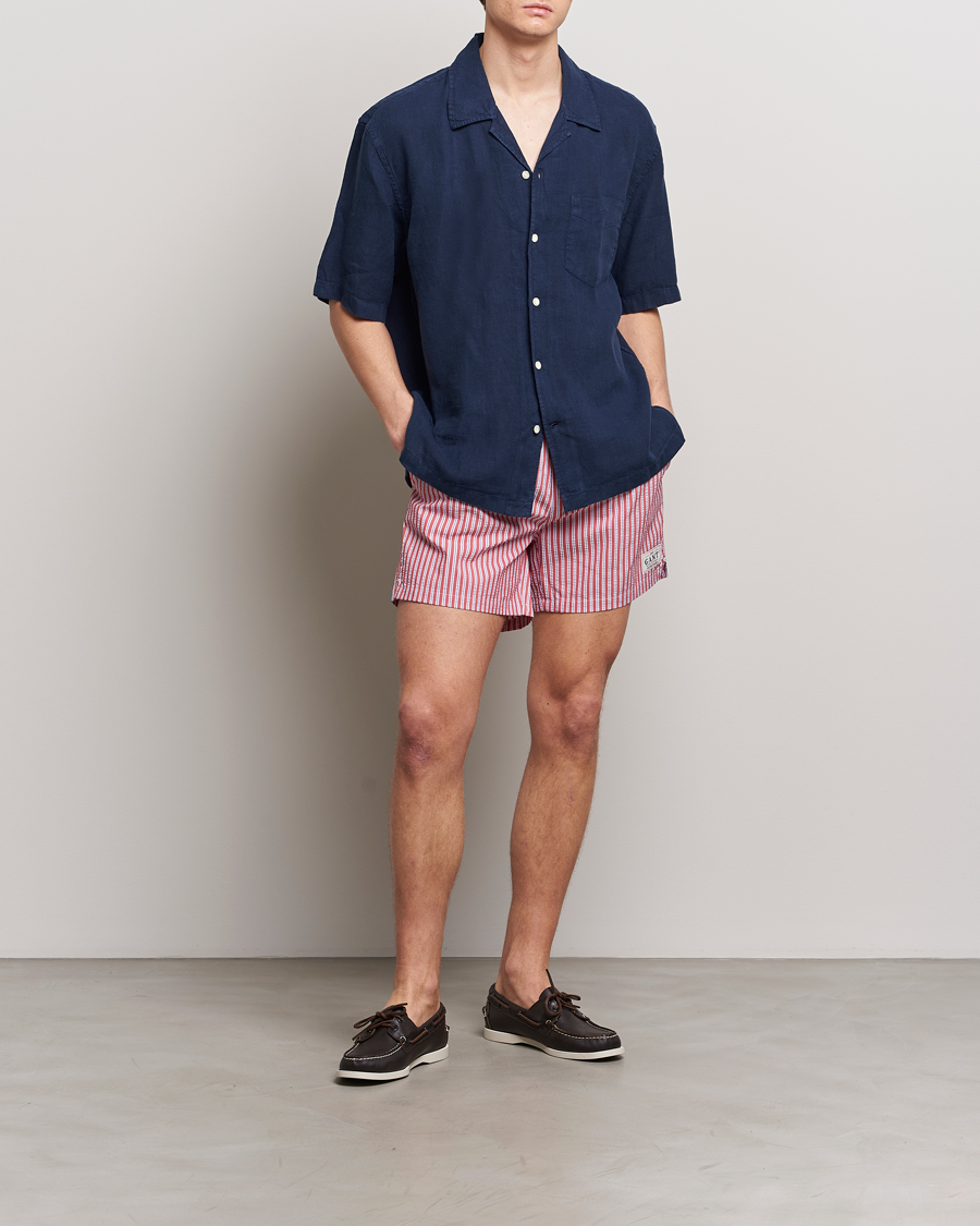 Herre | Badebukser | GANT | Striped Seersucker Swimshorts Bright Red