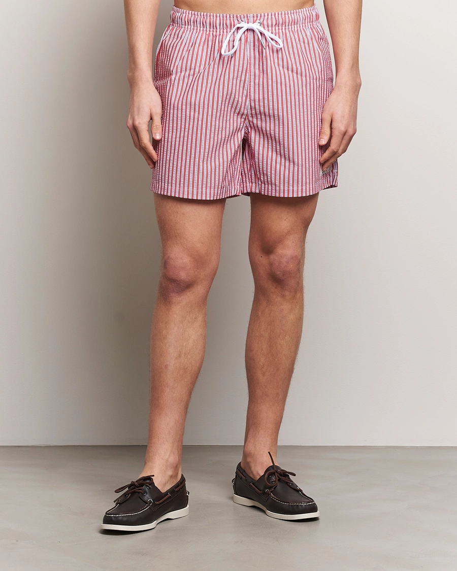 Herr | Kläder | GANT | Striped Seersucker Swimshorts Bright Red