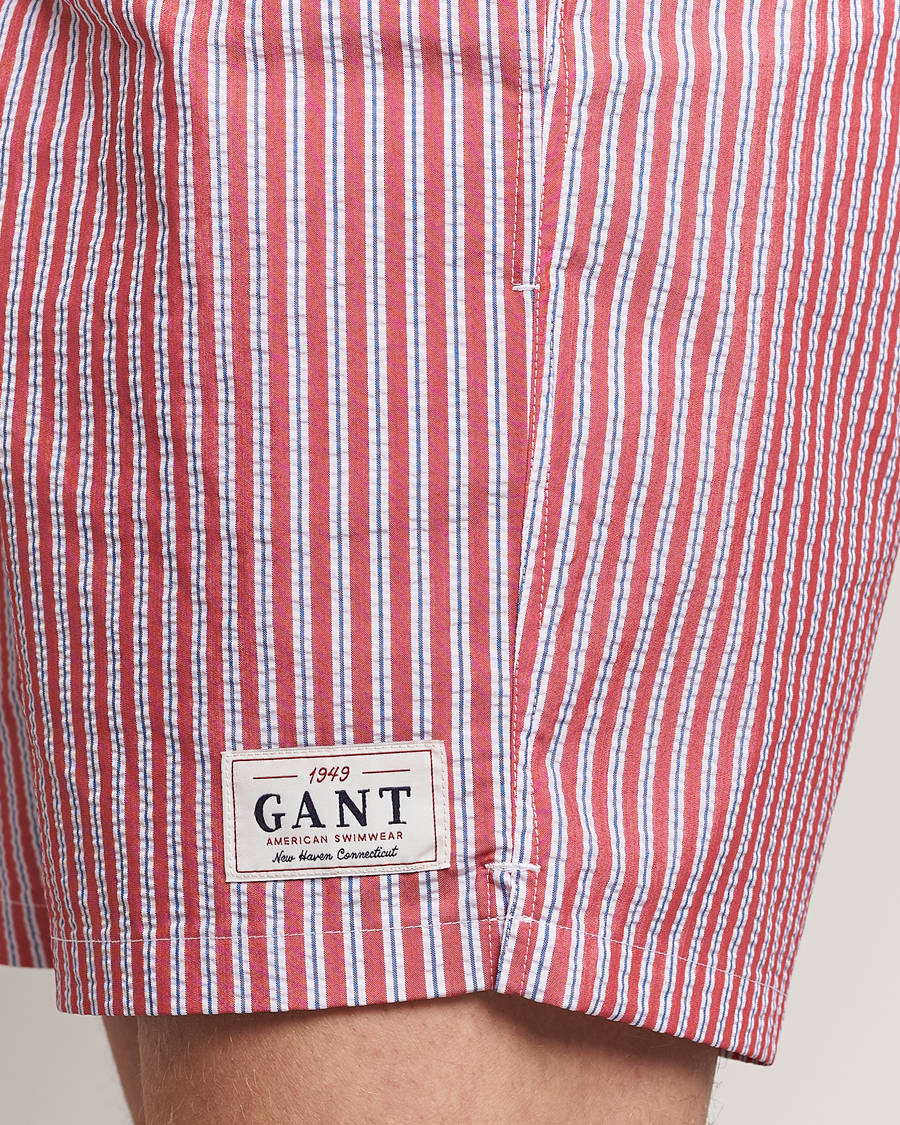Herre | Badebukser | GANT | Striped Seersucker Swimshorts Bright Red