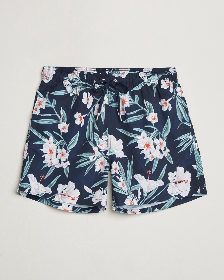 Herre | Badebukser | GANT | Printed Flower Swimshorts Evening Blue