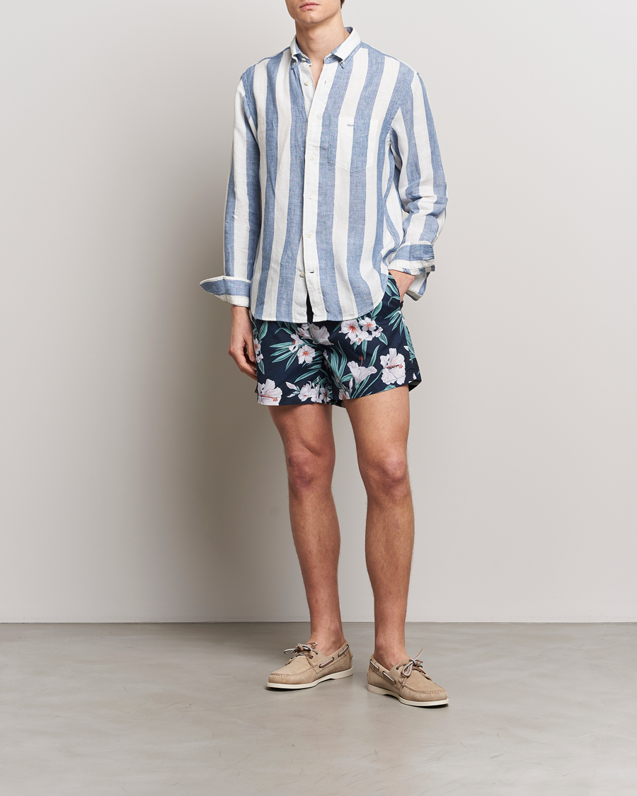 Herre | Badebukser | Gant | Printed Flower Swimshorts Evening Blue