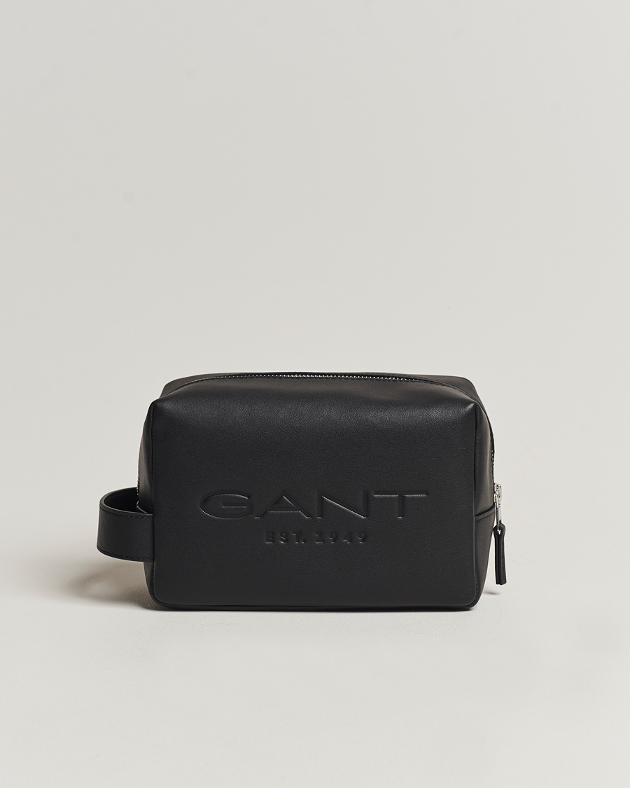 Herre | GANT Leather Wash Bag Black | GANT | Leather Wash Bag Black