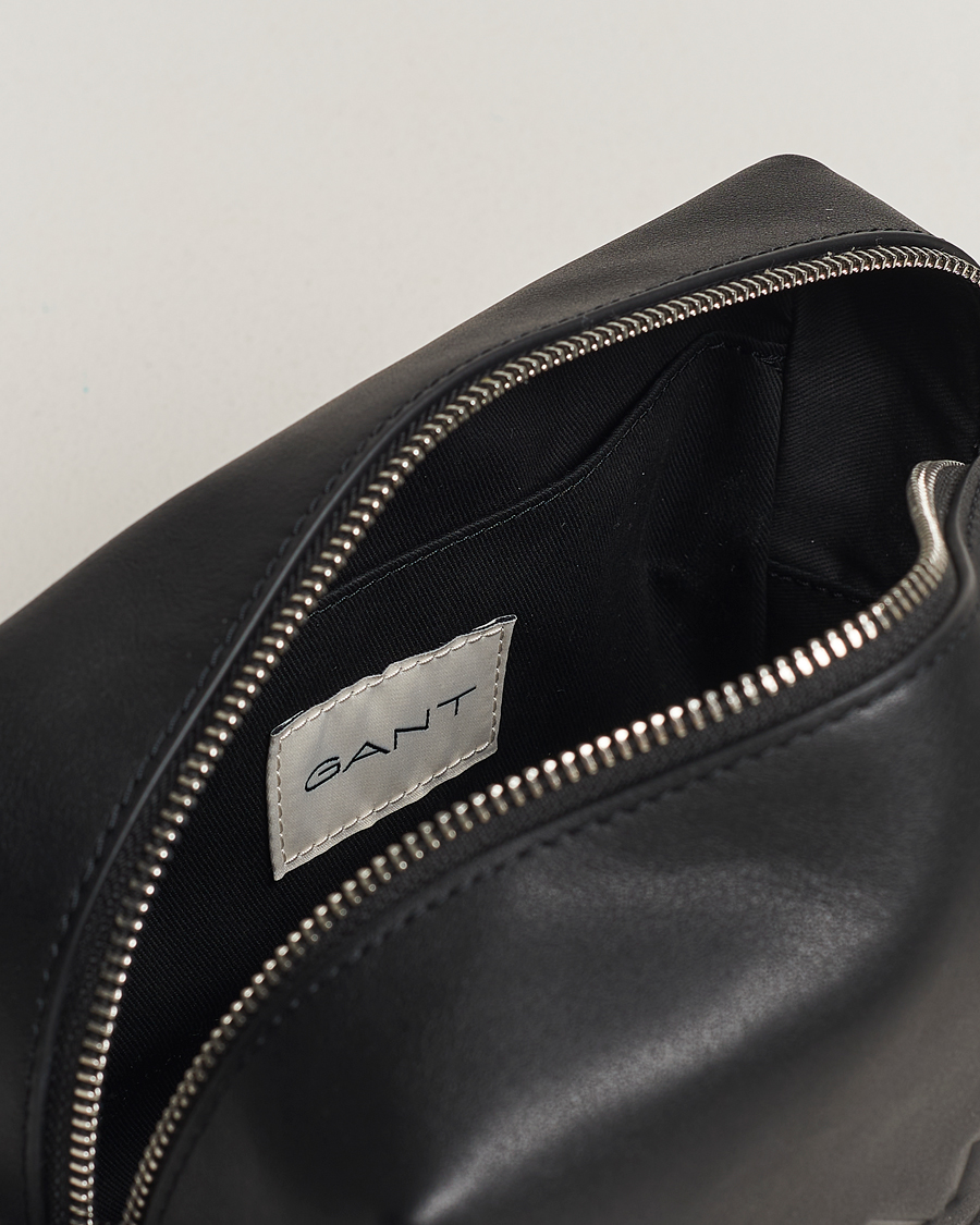 Herre | GANT Leather Wash Bag Black | GANT | Leather Wash Bag Black