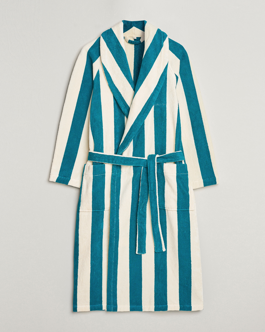 Herre | Pyjamas & Morgenkåber | GANT | Striped Robe Ocean Turquoise/White