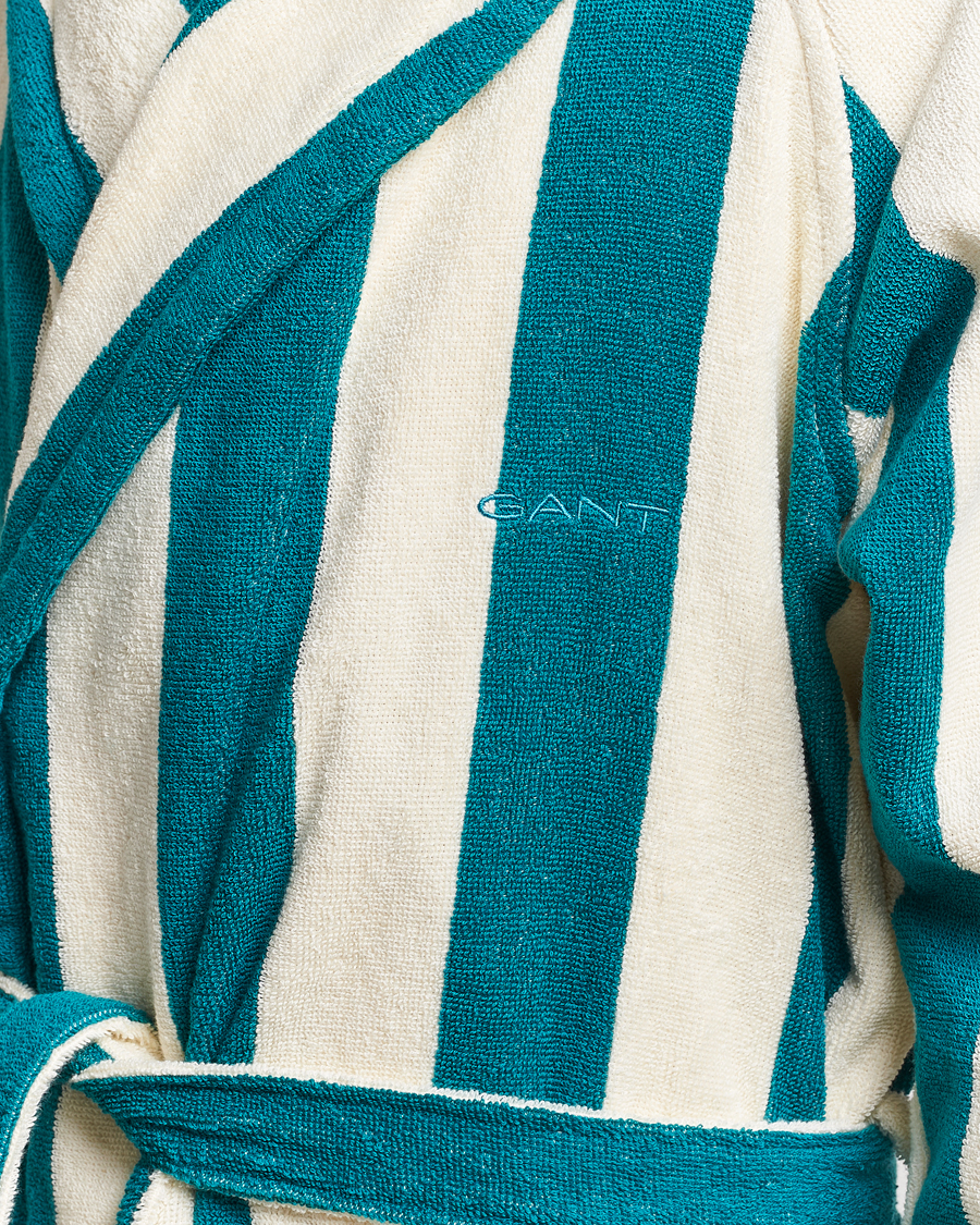 Herre | Pyjamas & Morgenkåber | GANT | Striped Robe Ocean Turquoise/White