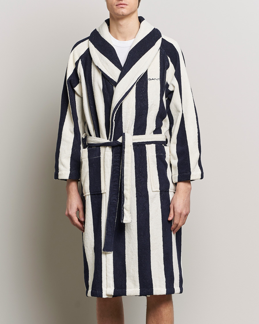 Herre | GANT | GANT | Striped Robe Evening Blue/White