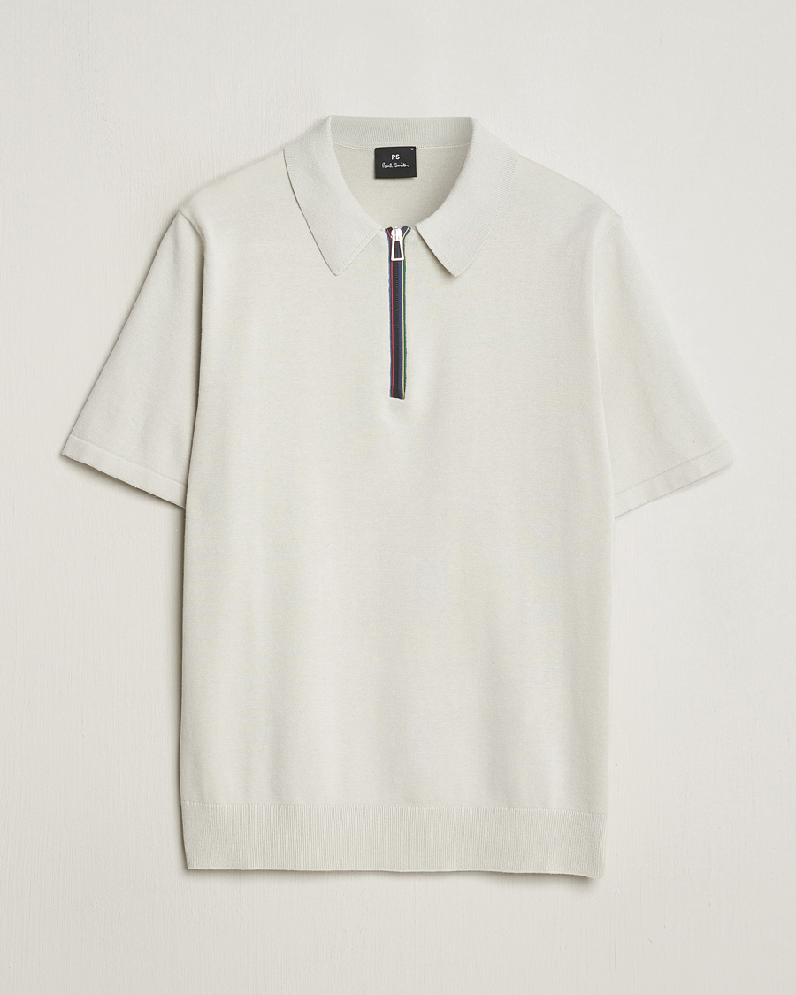 Herre | Polotrøjer | PS Paul Smith | Striped Half Zip Polo Light Grey
