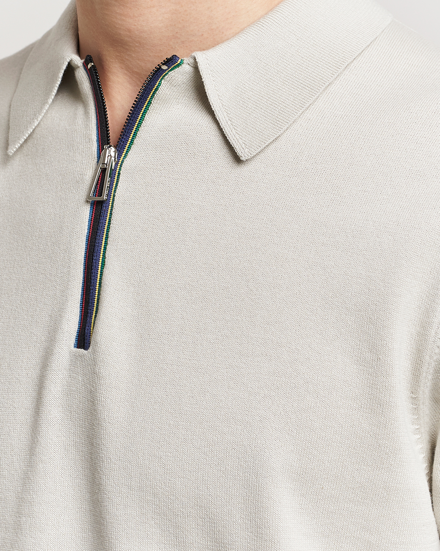Herre | Polotrøjer | PS Paul Smith | Striped Half Zip Polo Light Grey