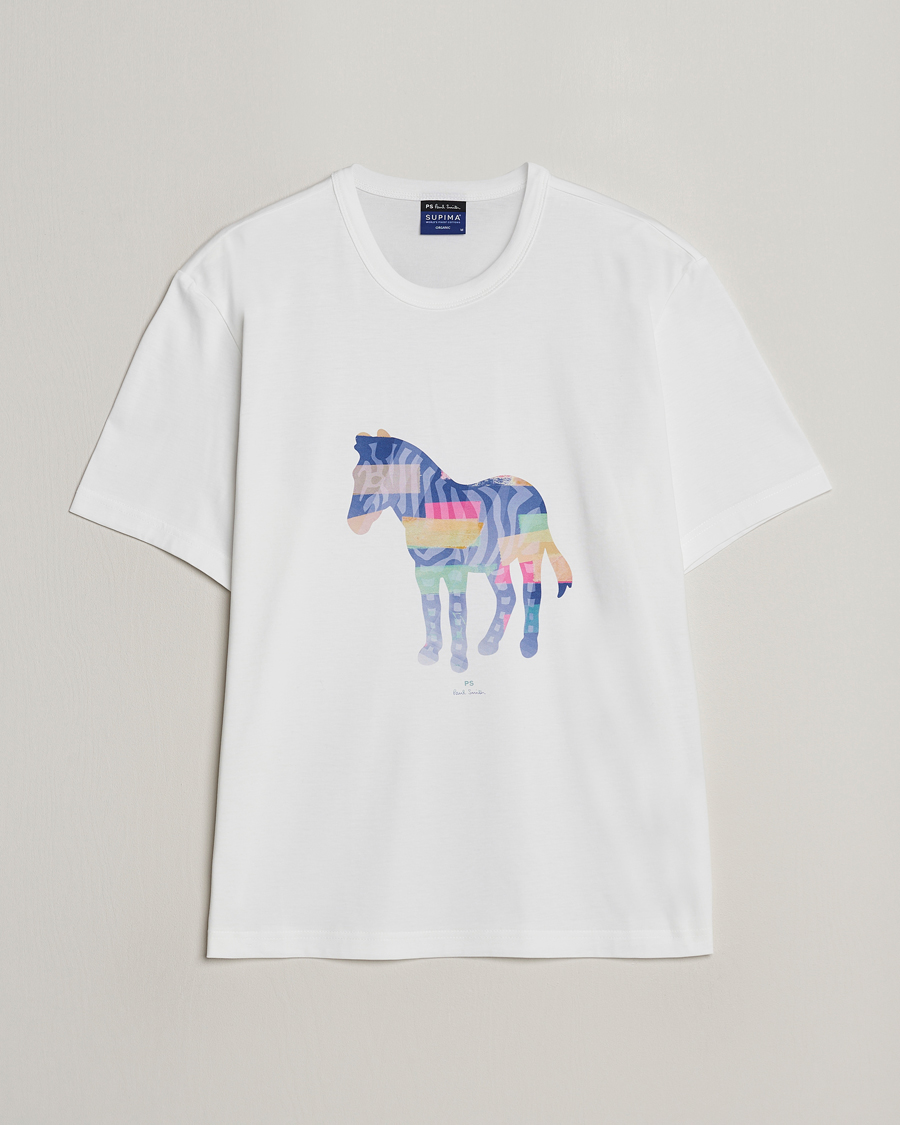 Herre | T-Shirts | PS Paul Smith | Organic Cotton Zebra Crew Neck T-Shirt White