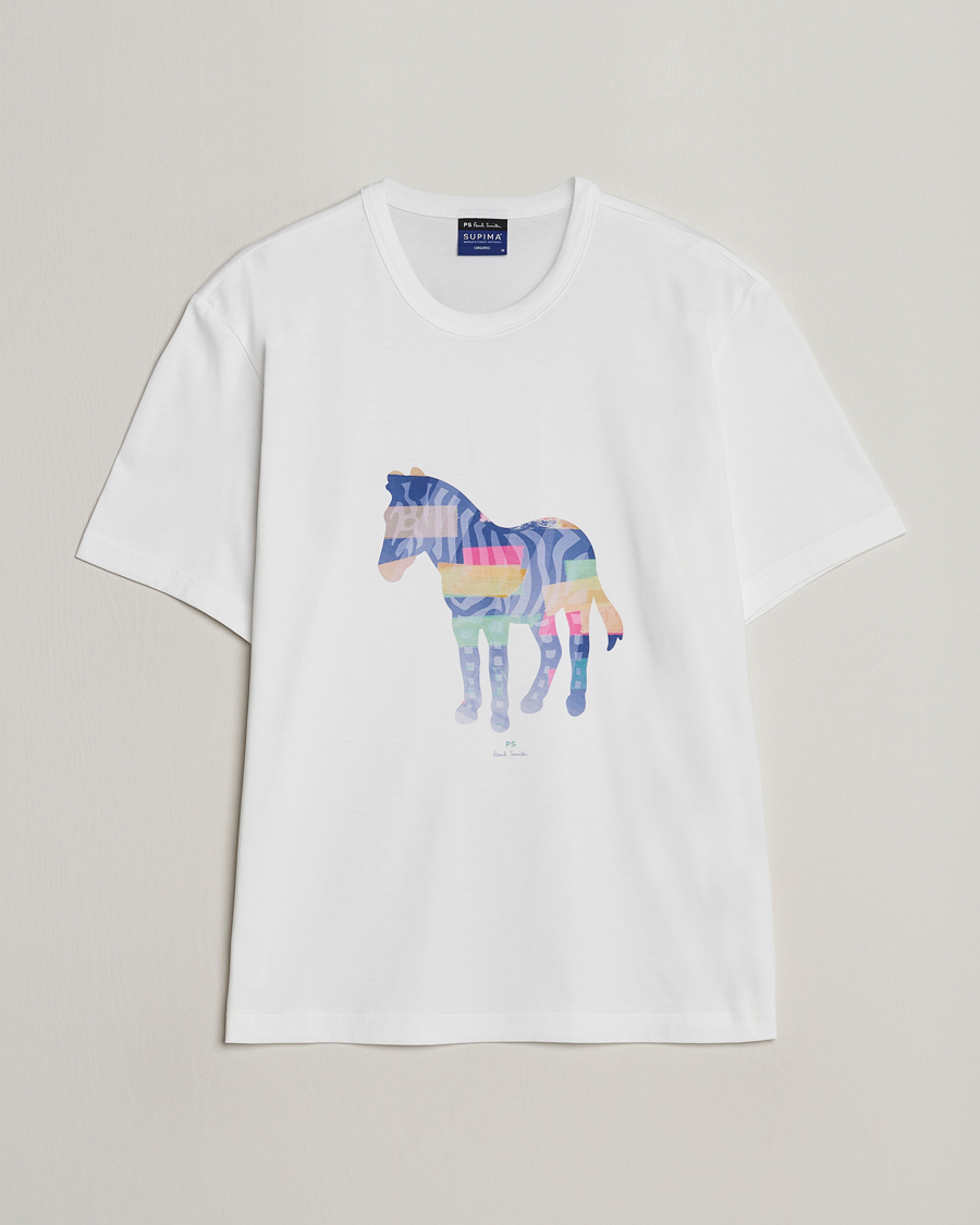 Men |  | PS Paul Smith | Organic Cotton Zebra Crew Neck T-Shirt White