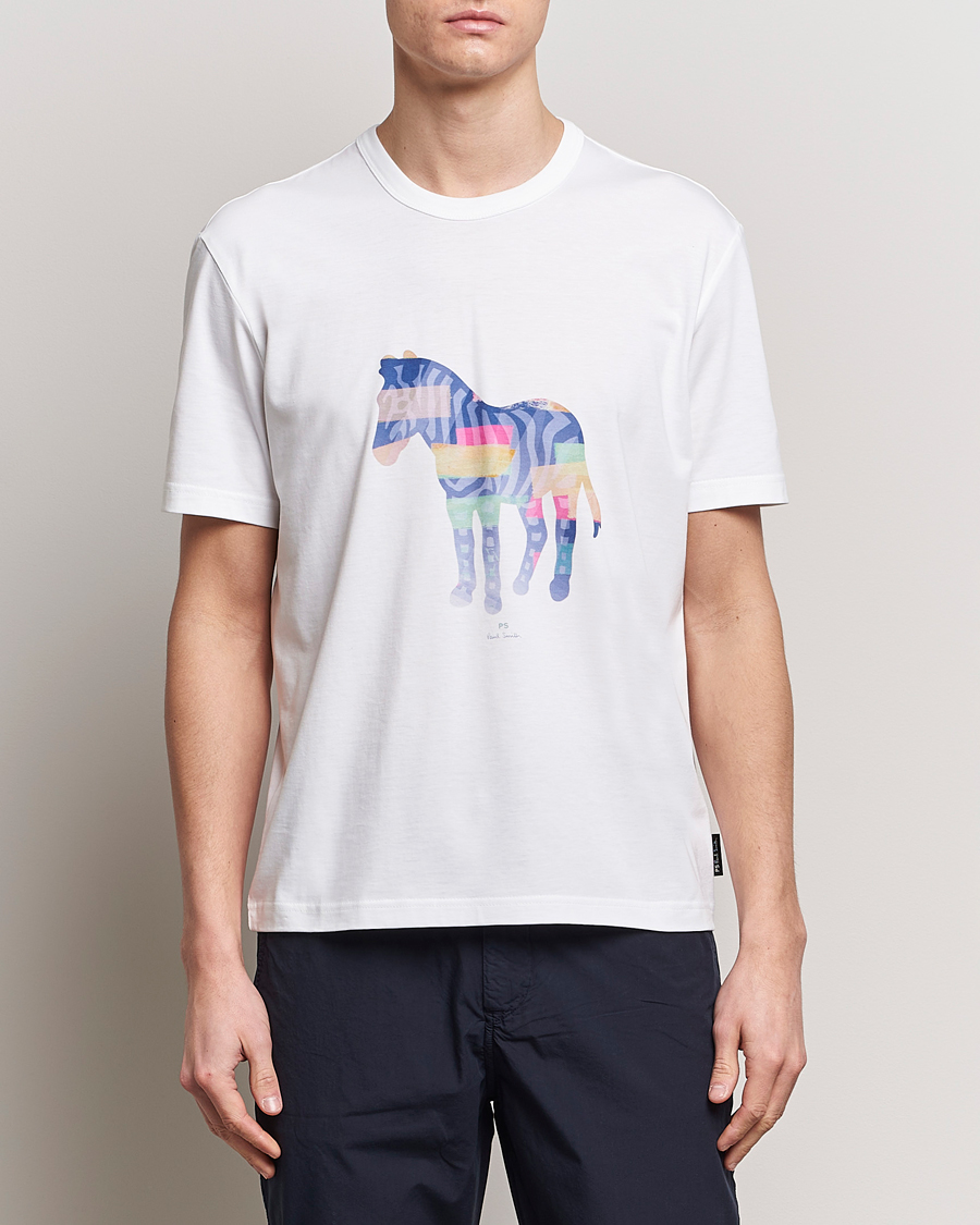 Herre | Tøj | PS Paul Smith | Organic Cotton Zebra Crew Neck T-Shirt White