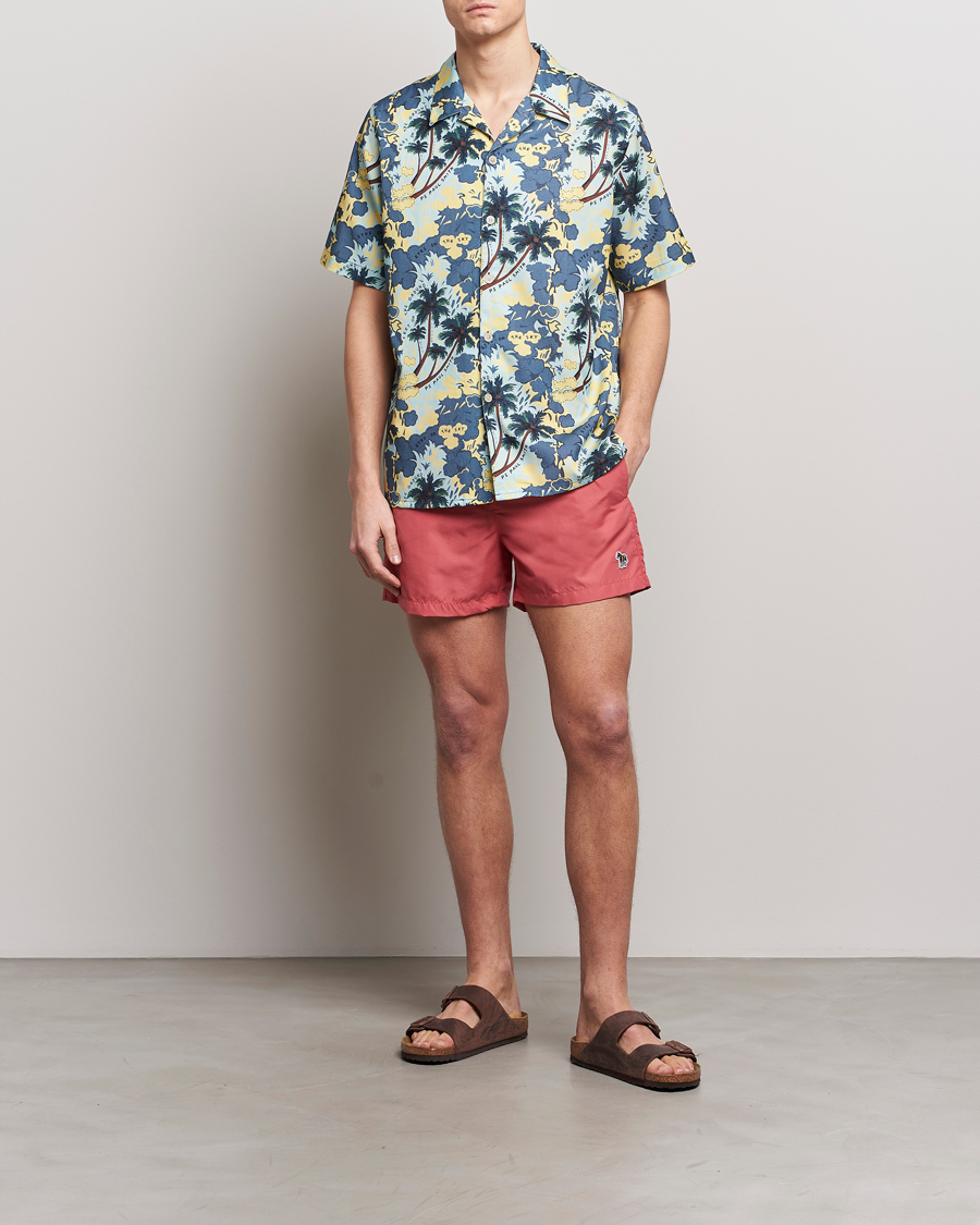 Herre | Skjorter | PS Paul Smith | Prined Flower Resort Short Sleeve Shirt Blue