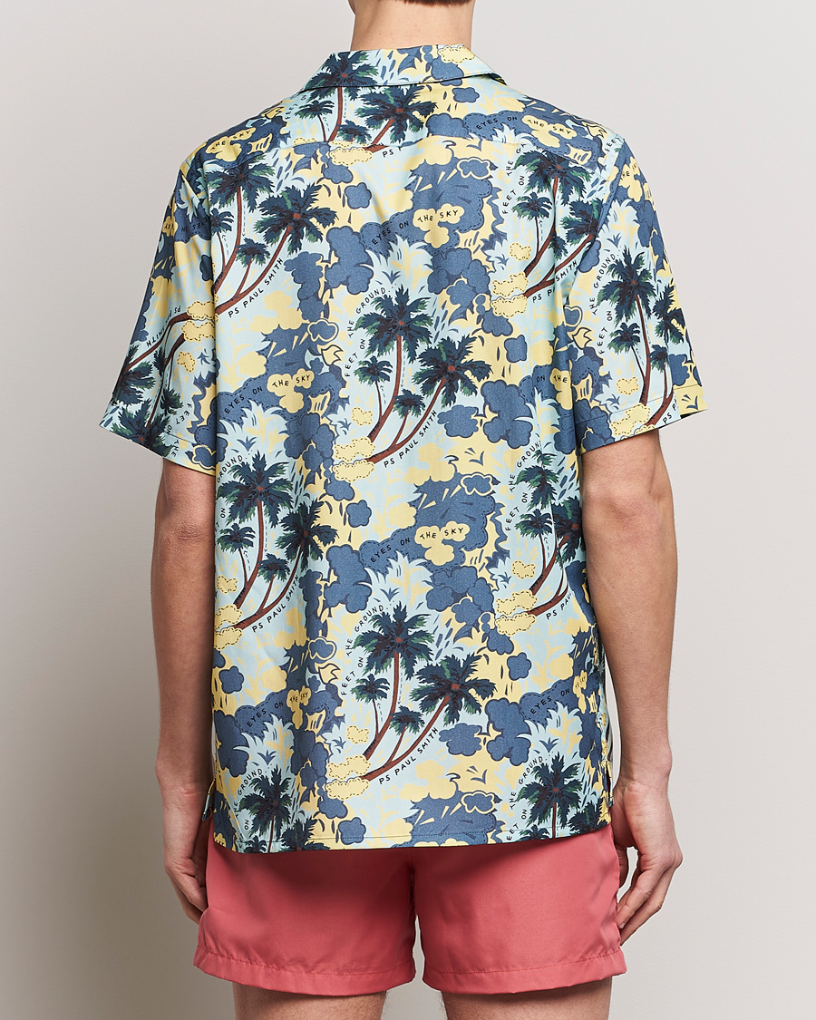 Herre | Skjorter | PS Paul Smith | Prined Flower Resort Short Sleeve Shirt Blue