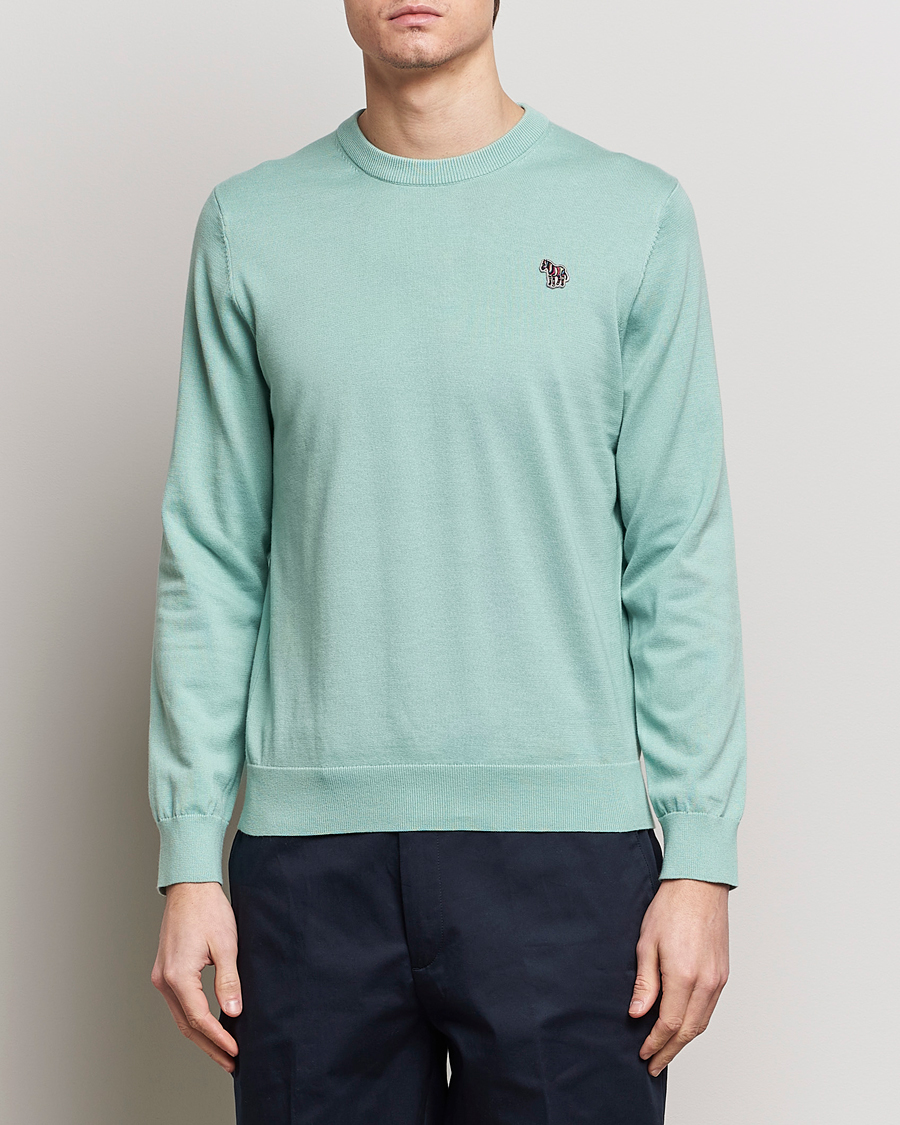 Herre | PS Paul Smith | PS Paul Smith | Zebra Cotton Knitted Sweater Mint Green