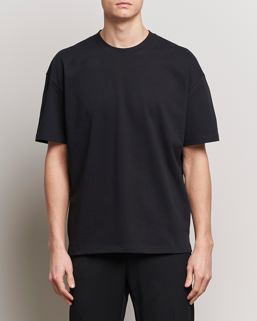 Herre | Sorte t-shirts | Bread & Boxers | Textured Heavy Crew Neck T-Shirt Black