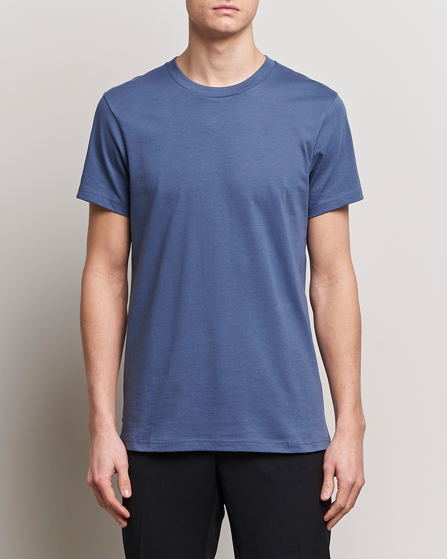 Herre |  | Bread & Boxers | Heavy Cotton Crew Neck T-Shirt Denim Blue