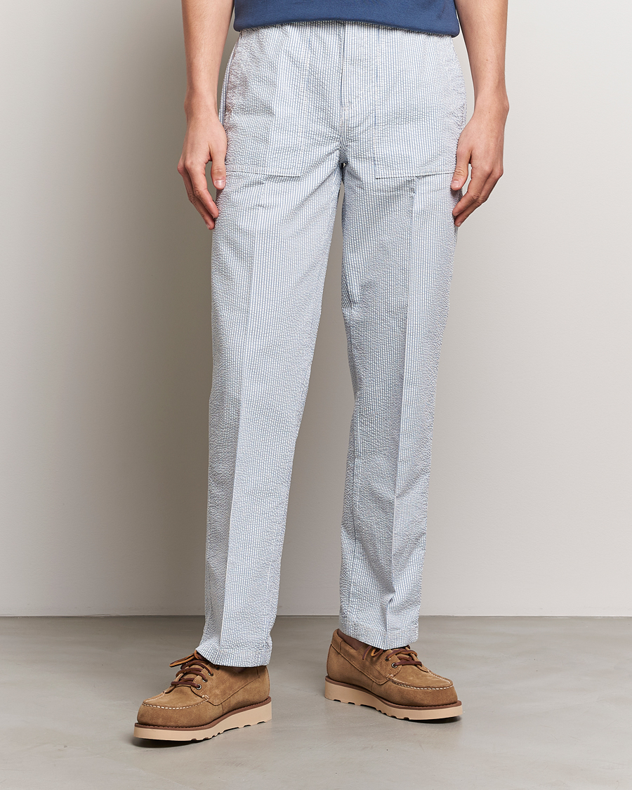 Men |  | Morris | Seersucker Summer Slacks Light Blue