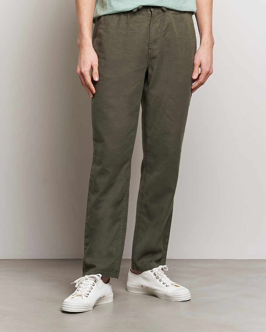 Herre | Hørbukser | Morris | Fenix Linen Slacks Olive