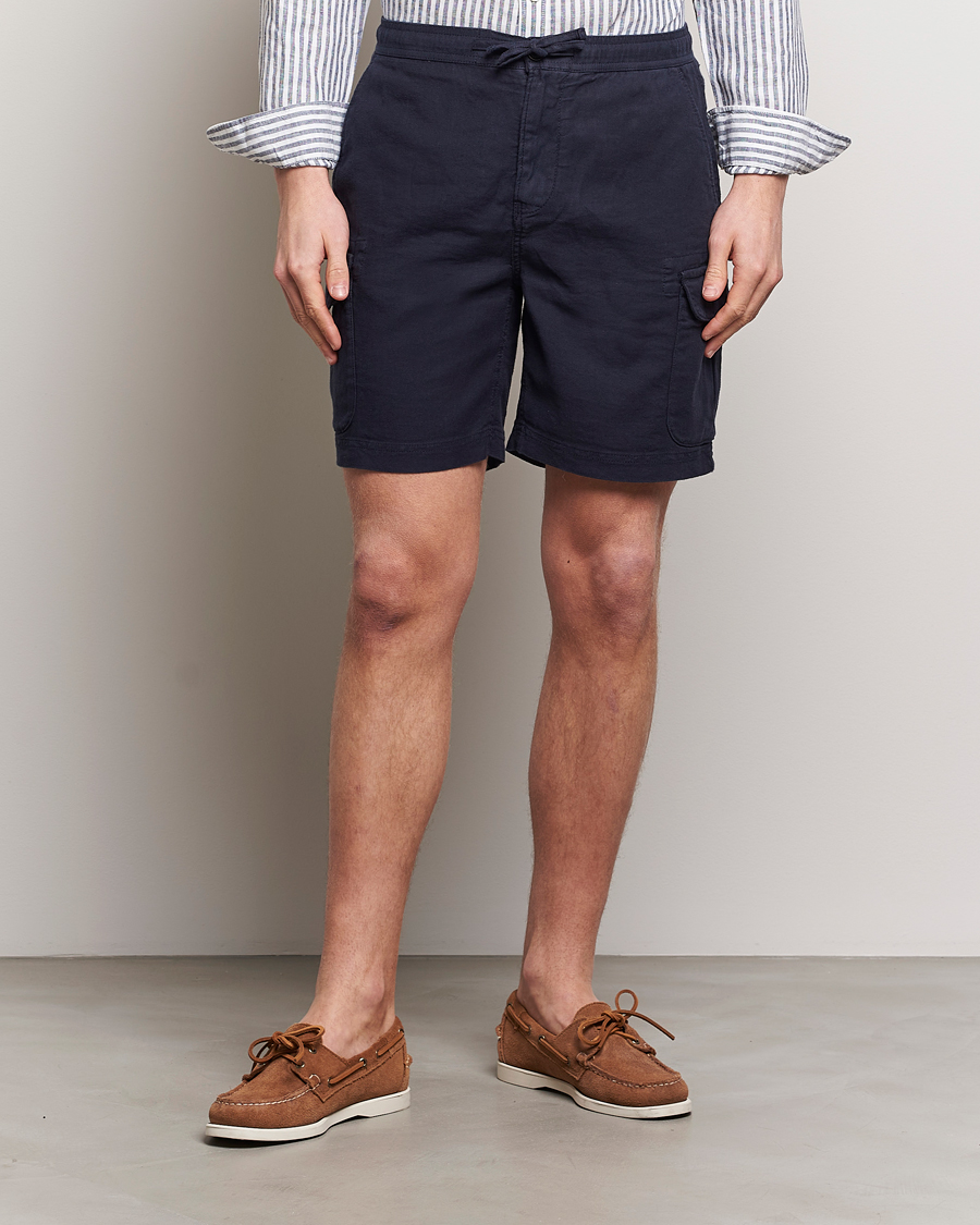 Herre | Preppy Authentic | Morris | Cargo Linen Shorts Blue