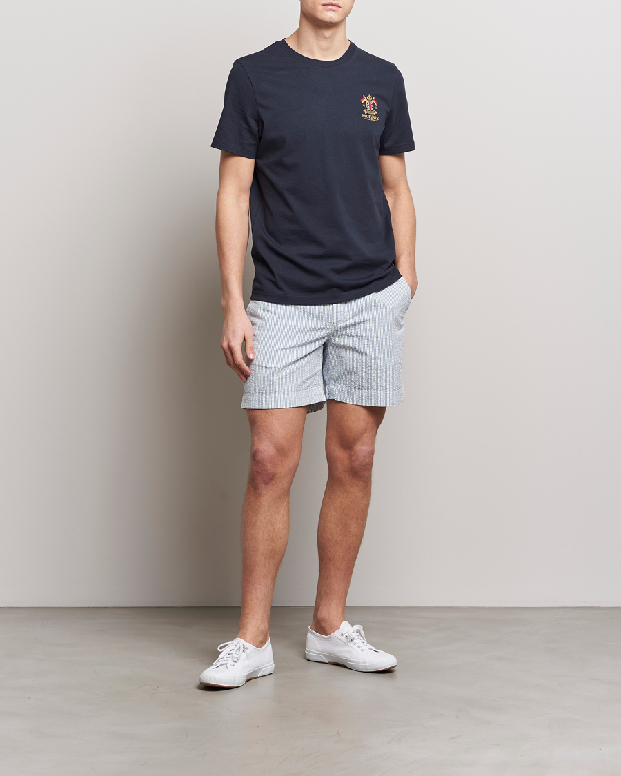 Herre |  | Morris | Seersucker Summer Shorts Light Blue