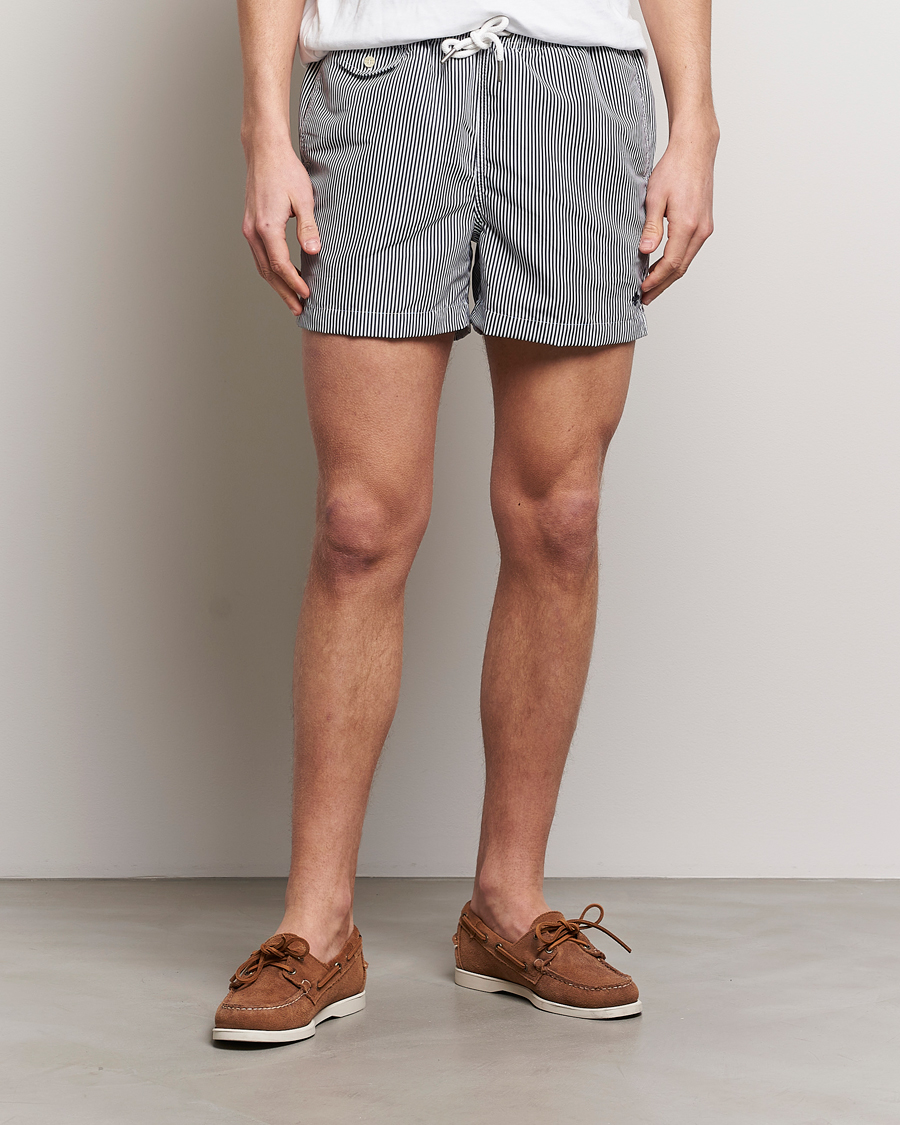 Herre | Badeshorts med snøring | Morris | Stripe Bathing Trunks Blue