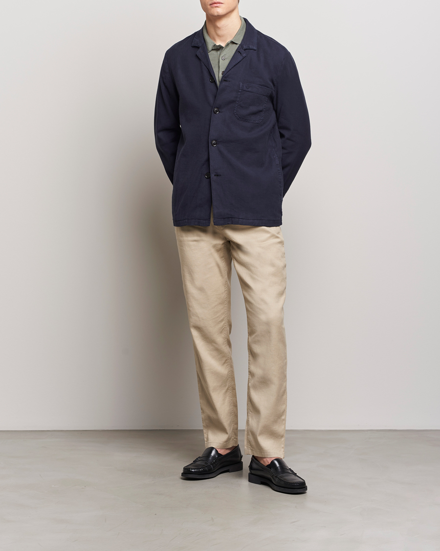 Herre | Skjorter | Morris | Linen Shirt Jacket Navy