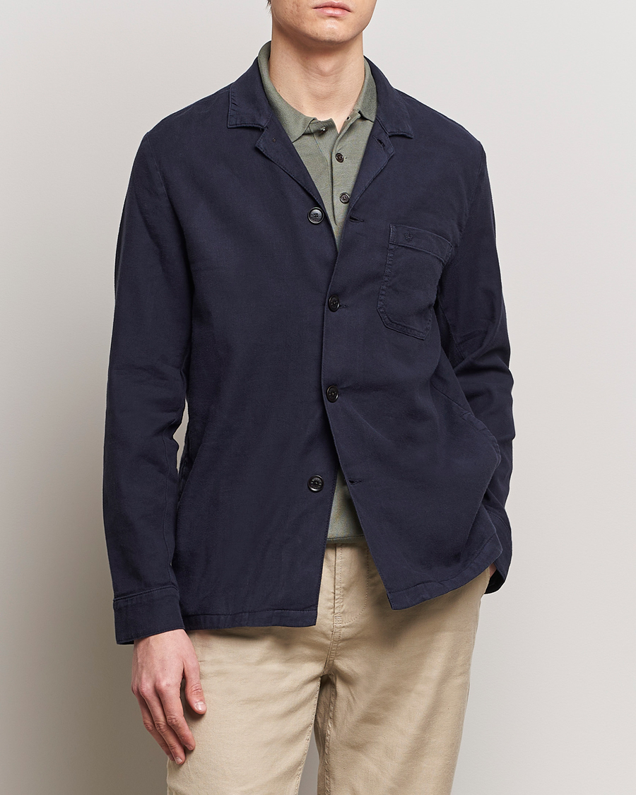 Herre | Shirt Jackets | Morris | Linen Shirt Jacket Navy