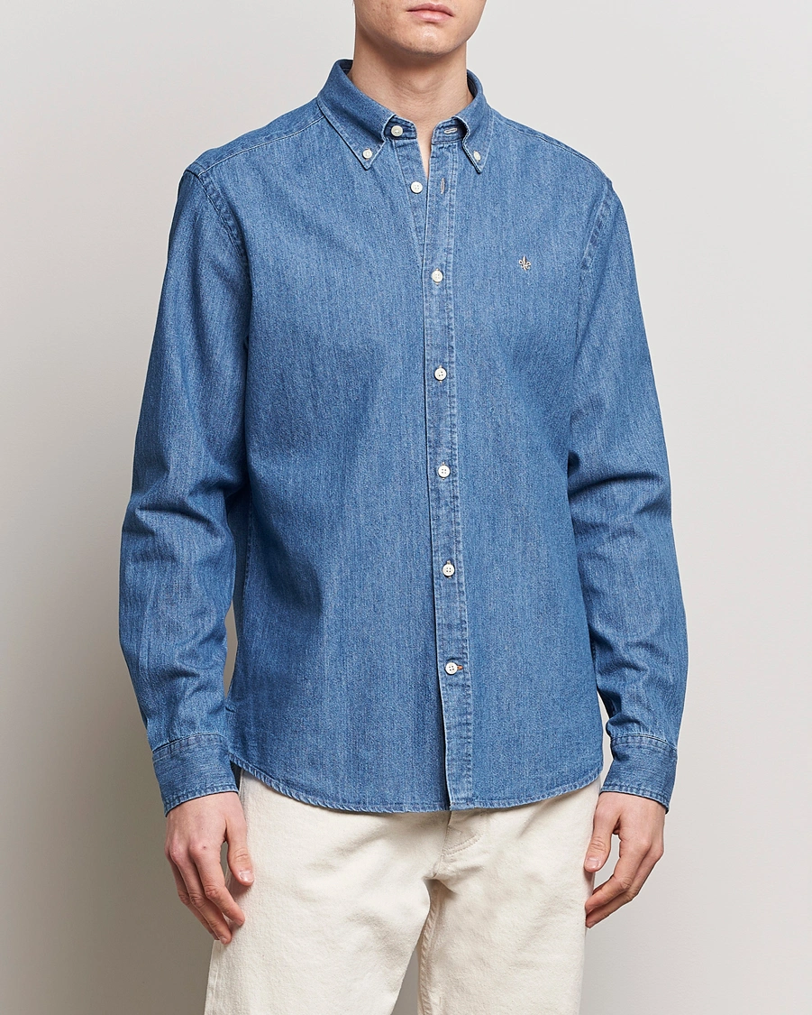 Herr |  | Morris | Classic Fit Denim Shirt Blue