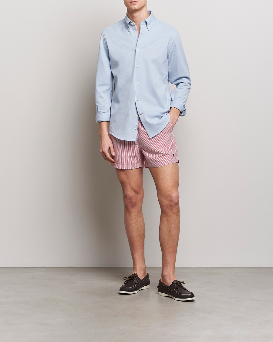 Herre | Skjorter | Morris | Eddie Slim Fit Pique Shirt Light Blue