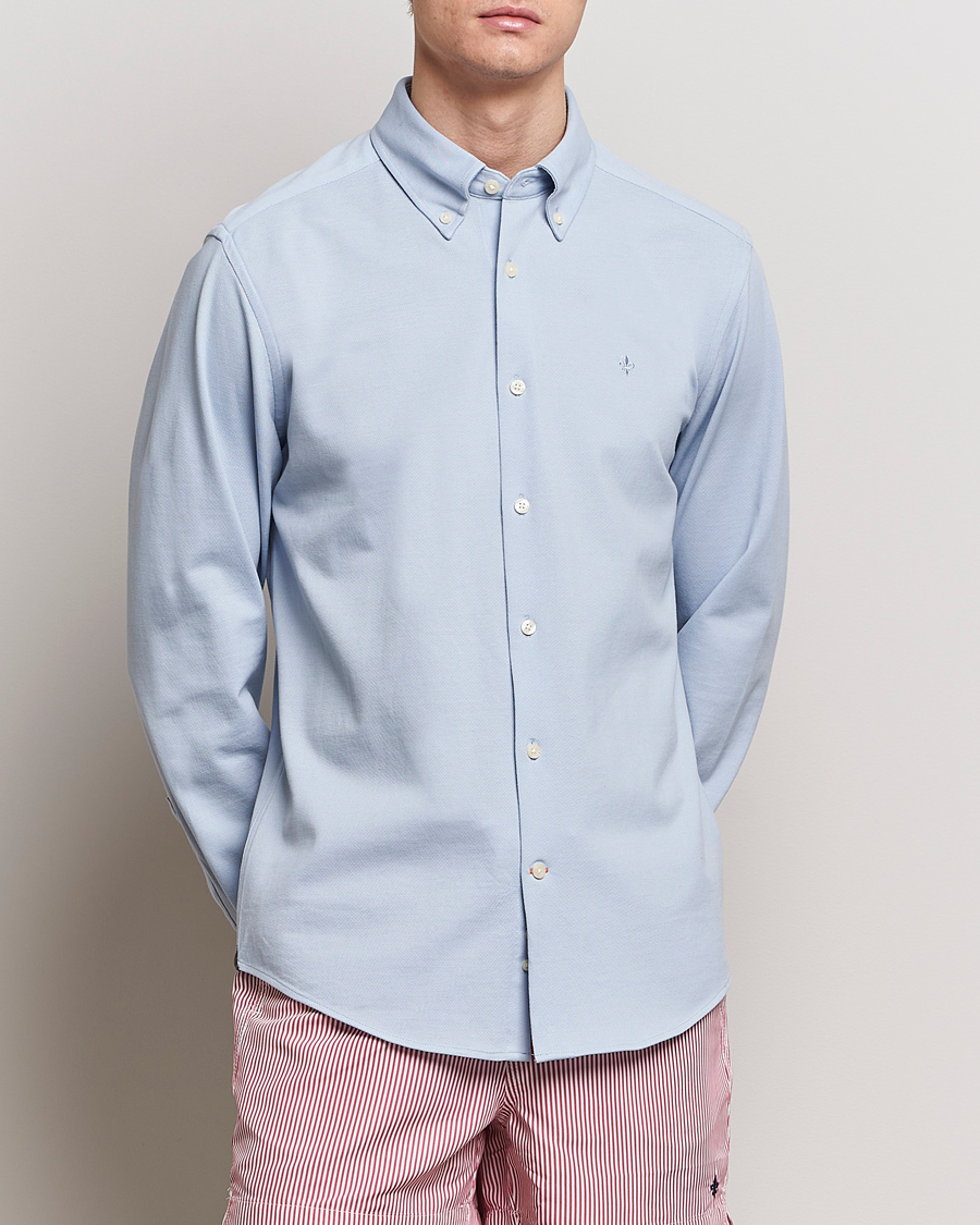 Herre | Tøj | Morris | Eddie Slim Fit Pique Shirt Light Blue